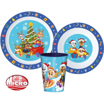 Paw Patrol Kerst – Kinderserviesset 3-delig – Bord, Kom en Beker